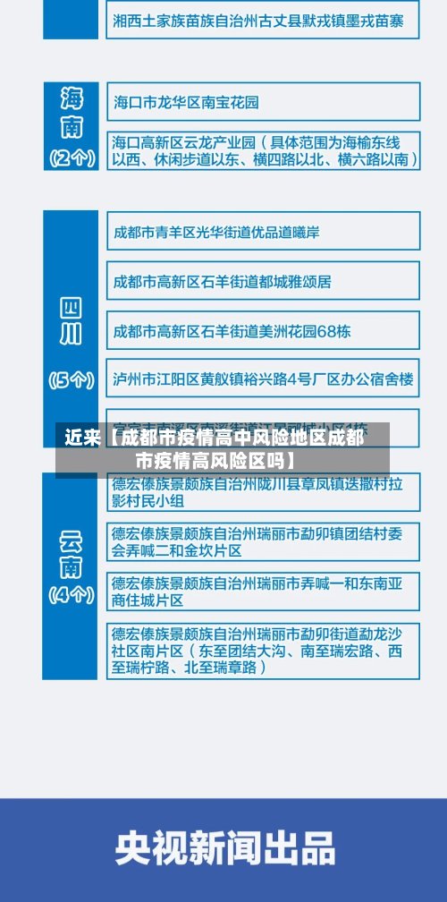 近来【成都市疫情高中风险地区成都市疫情高风险区吗】