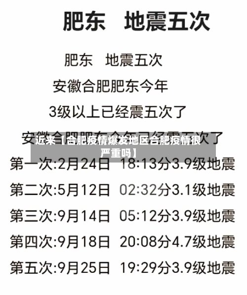 近来【合肥疫情爆发地区合肥疫情很严重吗】