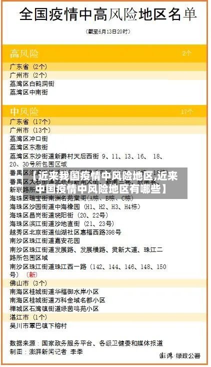 【近来我国疫情中风险地区,近来中国疫情中风险地区有哪些】