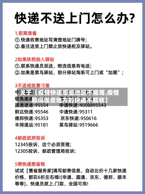 关于【疫情快递哪些地区不能寄,疫情期间哪些地方的快递不能收】
