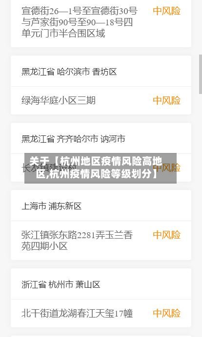 关于【杭州地区疫情风险高地区,杭州疫情风险等级划分】