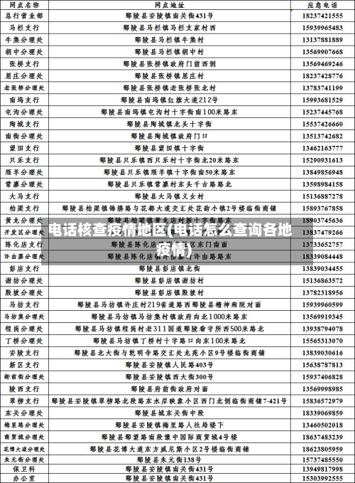 电话核查疫情地区(电话怎么查询各地疫情)