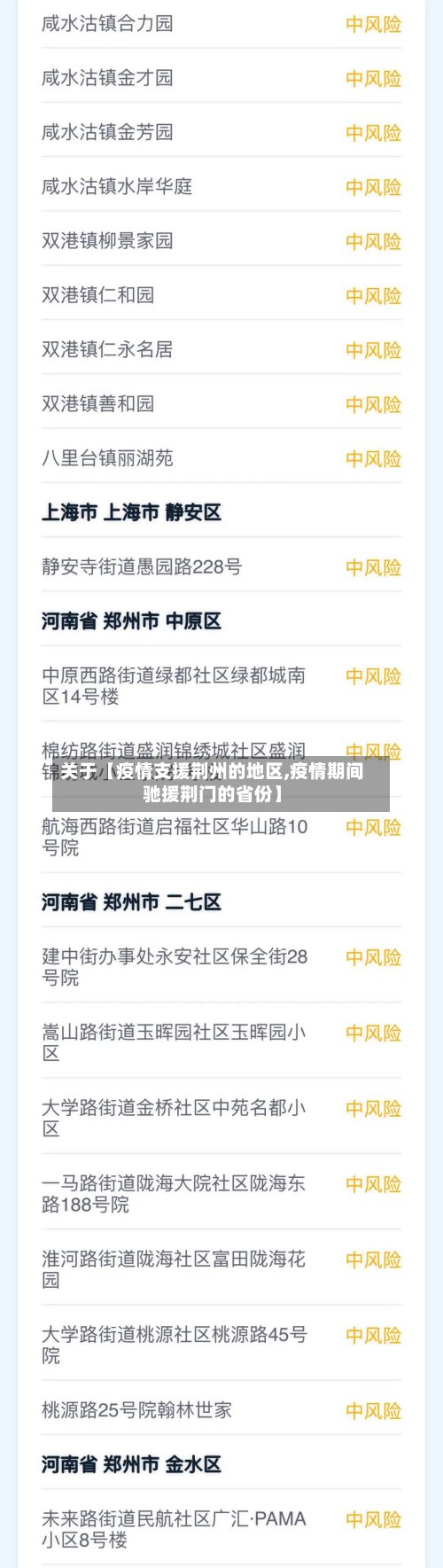 关于【疫情支援荆州的地区,疫情期间驰援荆门的省份】