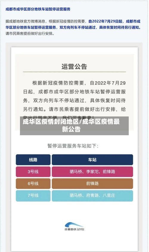 成华区疫情封闭地区/成华区疫情最新公告