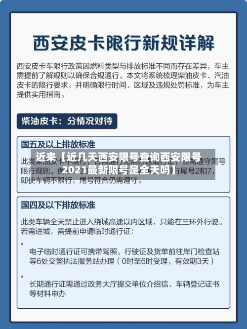 近来【近几天西安限号查询西安限号2021最新限号是全天吗】