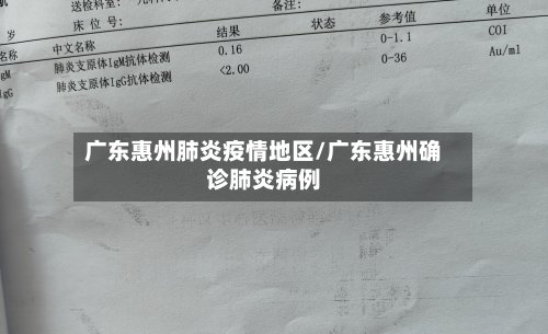 广东惠州肺炎疫情地区/广东惠州确诊肺炎病例
