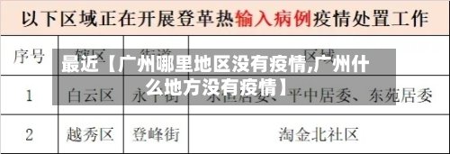 最近【广州哪里地区没有疫情,广州什么地方没有疫情】