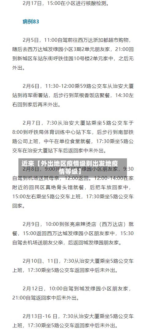 近来【外出地区疫情级别出发地疫情等级】-第2张图片