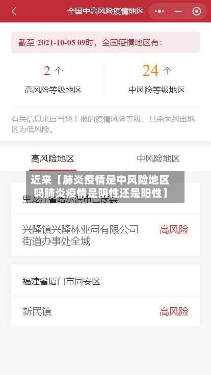 近来【肺炎疫情是中风险地区吗肺炎疫情是阴性还是阳性】-第2张图片