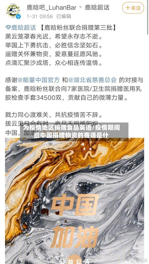 为疫情地区捐赠食品英语/疫情期间给中国捐赠物资的寄语是什