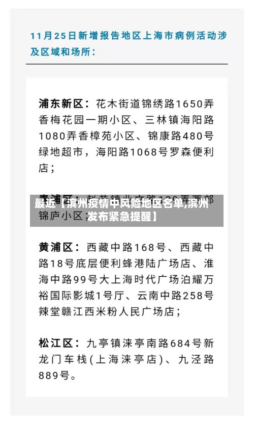最近【滨州疫情中风险地区名单,滨州发布紧急提醒】