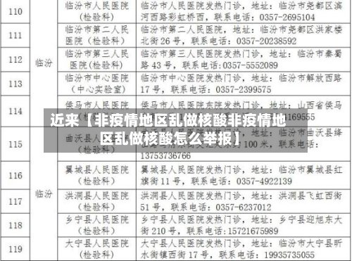 近来【非疫情地区乱做核酸非疫情地区乱做核酸怎么举报】