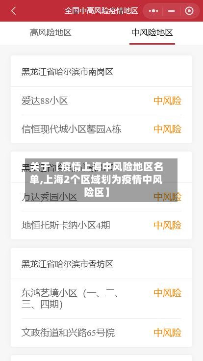 关于【疫情上海中风险地区名单,上海2个区域划为疫情中风险区】-第3张图片