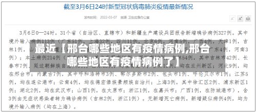 最近【邢台哪些地区有疫情病例,邢台哪些地区有疫情病例了】