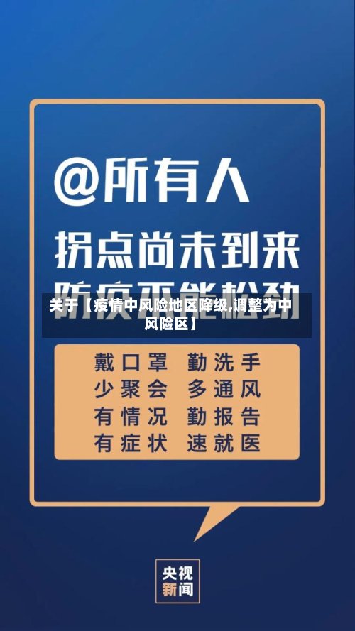 关于【疫情中风险地区降级,调整为中风险区】